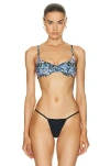 Fleur Du Mal Rose Printed Jersey Scooped Balconette Bra In Mini Rose Stripe Print