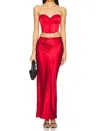 Fleur Du Mal Rose Valentine Midi Skirt In Rouge In Red