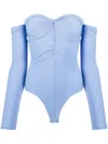 Fleur Du Mal Ruched Off-shoulder Body In Blue