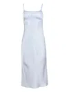 Fleur Du Mal Ruched Silk Midi Dress In Blue
