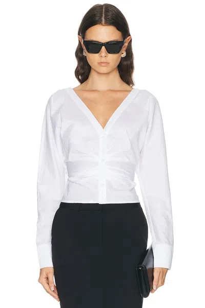 Fleur Du Mal Ruched Poplin Shirt In White