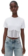 Fleur Du Mal Sabrina Corset T-shirt Ivory In White