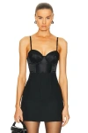 Fleur Du Mal Satin Bullet Bodysuit In Black