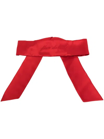 Fleur Du Mal Satin-finish Silk Blindfold In Red