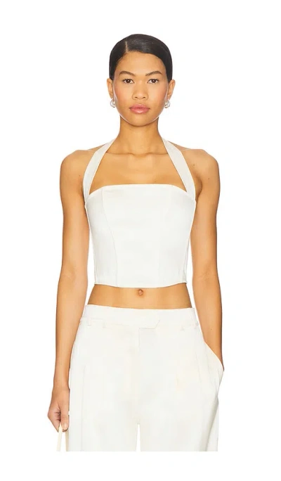 Fleur Du Mal Satin Halter Corset Top In White