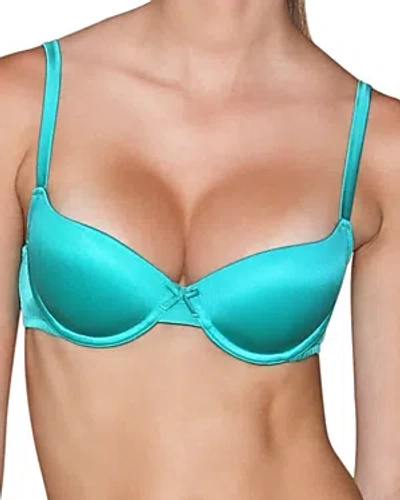 Fleur Du Mal Satin Luxe Balconette Bra In Blue