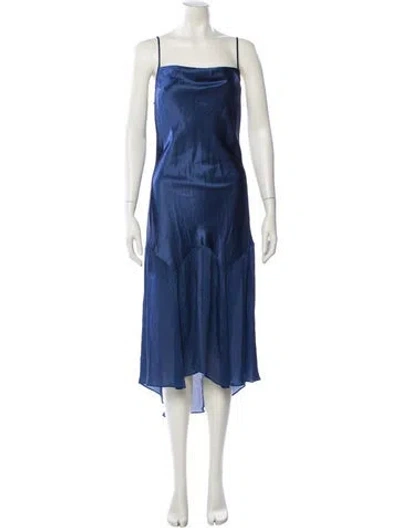 Pre-owned Fleur Du Mal Satin Midi Length Dress In Blue