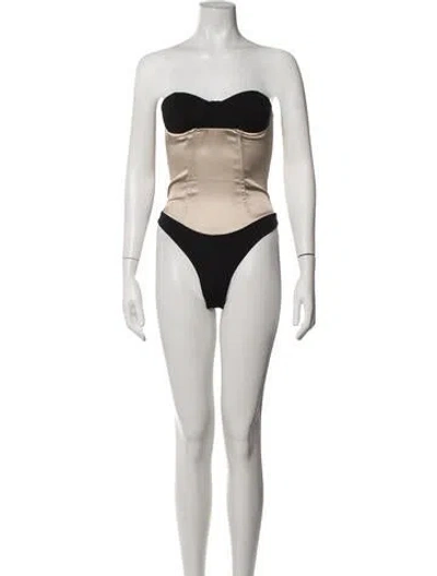Pre-owned Fleur Du Mal Satin Strapless Bodysuit In Neutrals