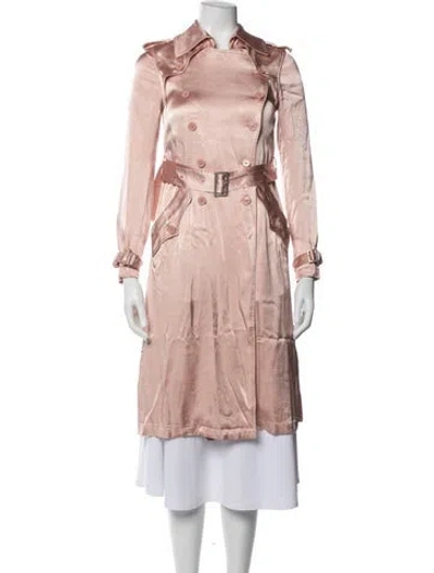 Pre-owned Fleur Du Mal Satin Trench Coat In Pink