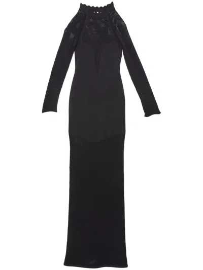 Fleur Du Mal Scalloped Pointelle Dress In Black