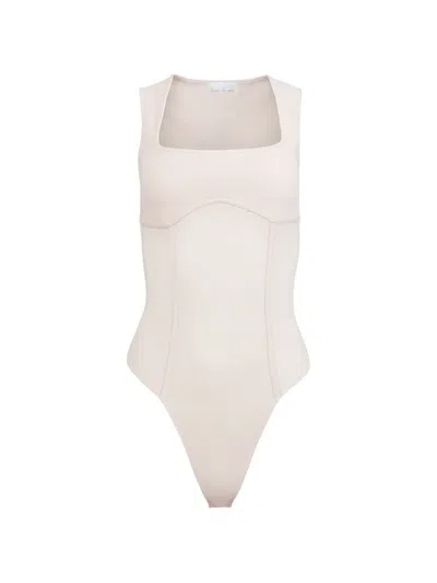 Fleur Du Mal Scoop Neck Bodysuit In Neutral