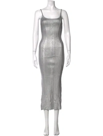Pre-owned Fleur Du Mal Scoop Neck Long Dress In Grey/metallic