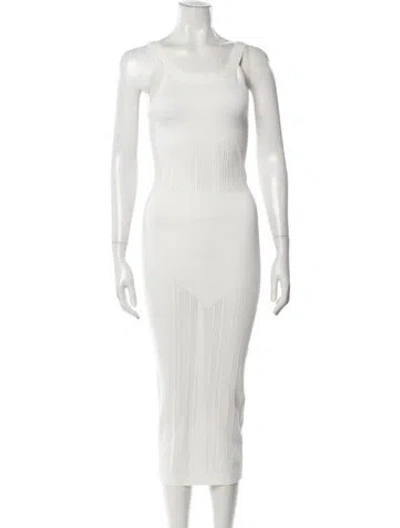Pre-owned Fleur Du Mal Scoop Neck Long Dress In White