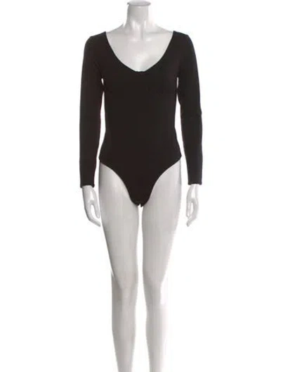 Pre-owned Fleur Du Mal Scoop Neck Long Sleeve Bodysuit In Brown
