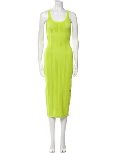 Pre-owned Fleur Du Mal Scoop Neck Midi Length Dress In Green