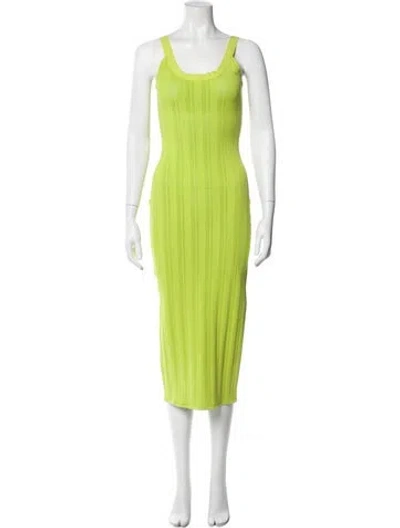 Pre-owned Fleur Du Mal Scoop Neck Midi Length Dress In Green