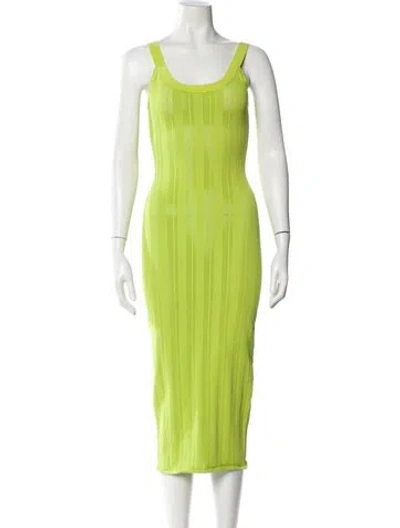 Pre-owned Fleur Du Mal Scoop Neck Midi Length Dress In Green