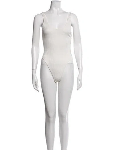 Pre-owned Fleur Du Mal Scoop Neck Sleeveless Bodysuit In Grey