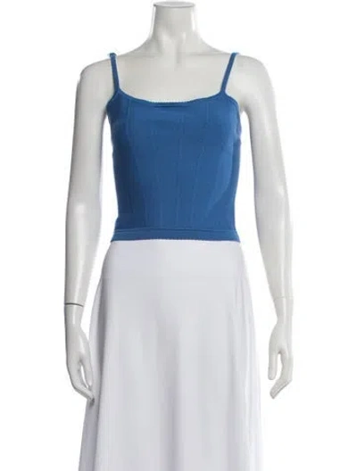 Pre-owned Fleur Du Mal Scoop Neck Sleeveless Crop Top W/ Tags In Blue