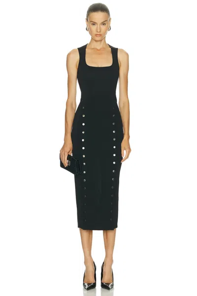 Fleur Du Mal Undo Me Button-embellished Midi Dress In Black