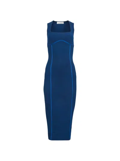 Fleur Du Mal Scoop-neck Midi Dress In Blue