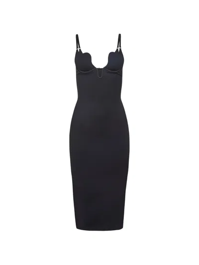 Fleur Du Mal Seduce U-plunge Midi Dress In Blue