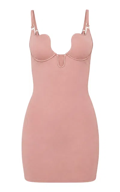 Fleur Du Mal Seduce U-plunge Mini Slip In Tan