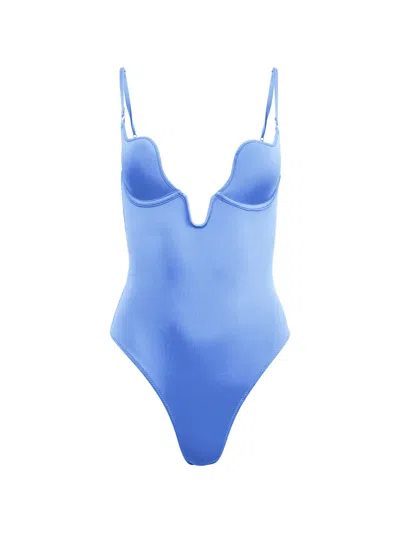 Fleur Du Mal Seduce U-plunge Swimsuit In Blue