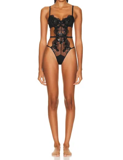 Fleur Du Mal Sequin Bodysuit In Black