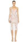Fleur Du Mal Sequin Floral Embroidered Midi Dress In Ivory