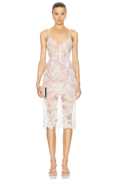 FLEUR DU MAL SEQUIN FLORAL EMBROIDERED MIDI DRESS