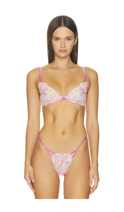 Fleur Du Mal Sequin Hibiscus Demi Bra In Pink
