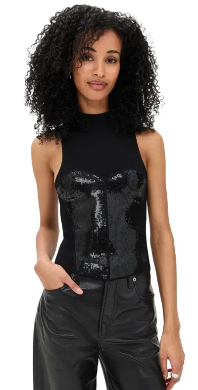 Fleur Du Mal Sequin Knit Top Black
