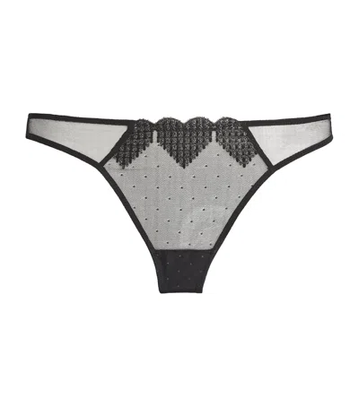 Fleur Du Mal Sheer Heart Briefs In Black