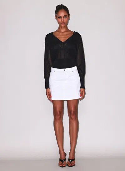 Fleur Du Mal Sheer Knit V-neck Sweater In Black