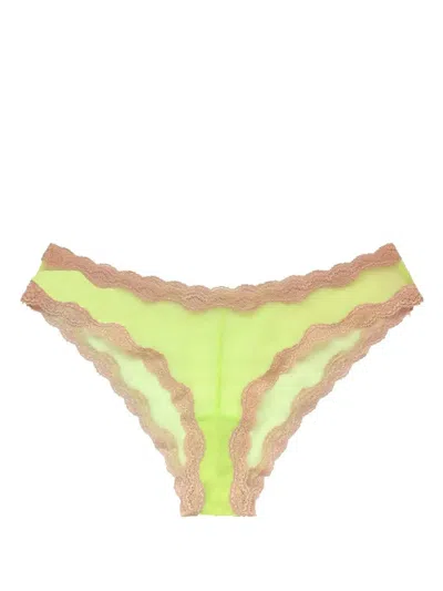 Fleur Du Mal Sheer Tulle Bikini Briefs In Yellow
