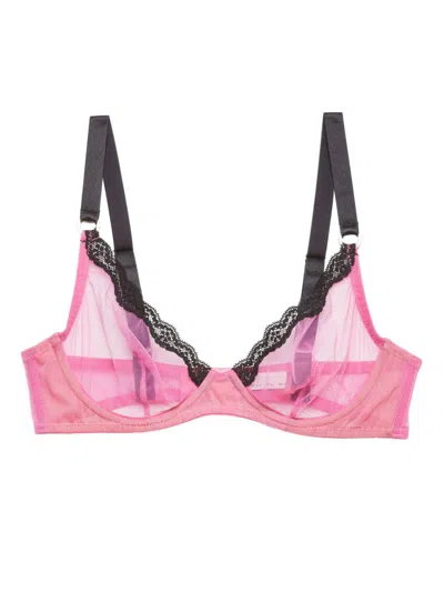 Fleur Du Mal Sheer Tulle Bra In Pretty Pink