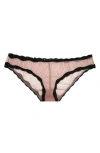 Fleur Du Mal Sheer Tulle Lace-trim Briefs In Petal