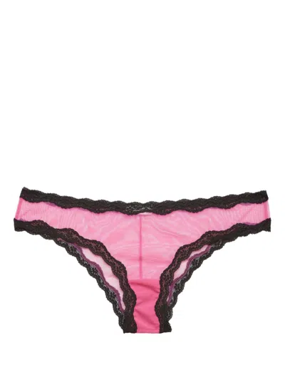 Fleur Du Mal Sheer Tulle Briefs In Pretty Pink