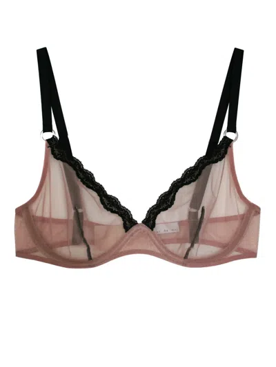 Fleur Du Mal Sheer Tulle Demi Bra In Neutral