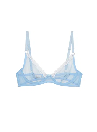 Fleur Du Mal Sheer Tulle Demi Bra In Blue