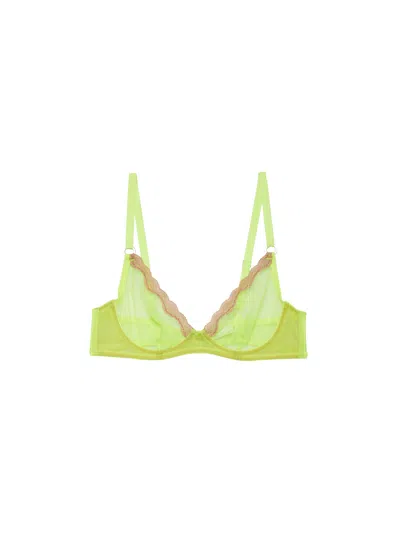 Fleur Du Mal Sheer Tulle Demi Bra In Neon Lemon