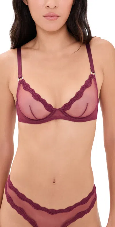Fleur Du Mal Sheer Tulle Demi Bra Pinot In Burgundy