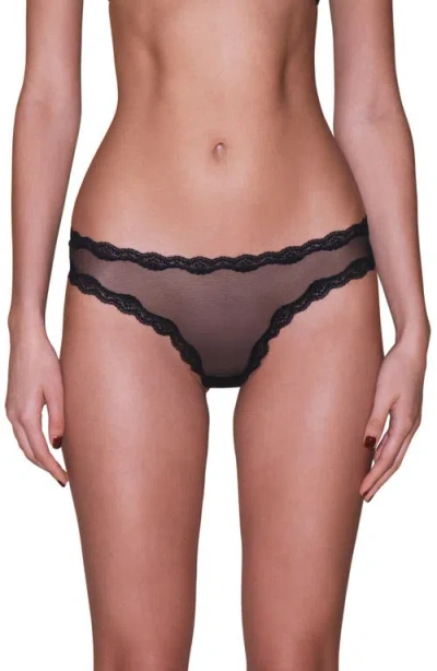Fleur Du Mal Sheer Tulle Thong In Black