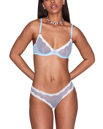 Fleur Du Mal Sheer Tulle Underwire Demi Bra In Blue