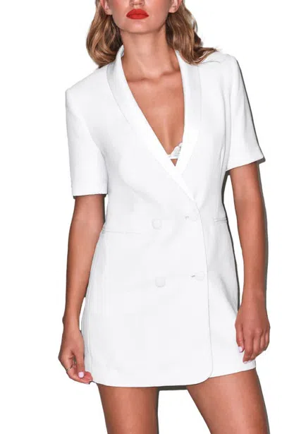 Fleur Du Mal Short Sleeve Blazer Dress In White
