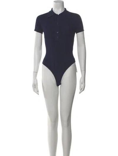 Pre-owned Fleur Du Mal Short Sleeve Bodysuit In Blue