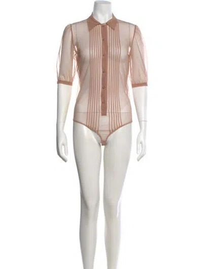 Pre-owned Fleur Du Mal Short Sleeve Bodysuit In Neutral