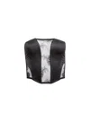Fleur Du Mal Silk & Bouquet Lace Corset Top In Black