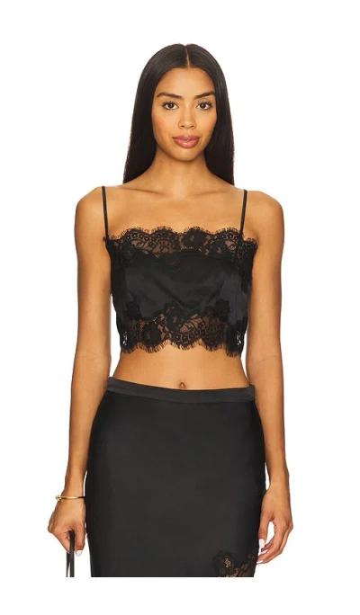 Fleur Du Mal Silk And Lace Bandeau Top In Black